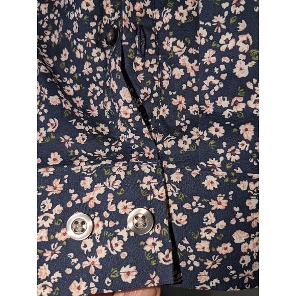 J Ferrar 2X-Large Slim Fit Stretch Floral Print Blue/White  Long Sleeve Shirt - Picture 5 of 7